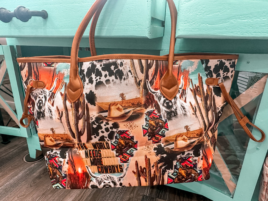 World Needs More Cowboys Tote – Ella Grace Salon & Boutique